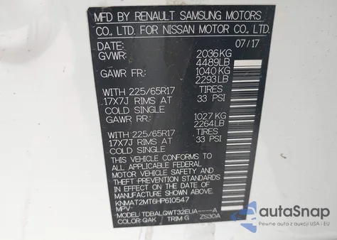 2017 Nissan Rogue Sv из США, поврежденный, VIN KNMAT2MT6HP610547